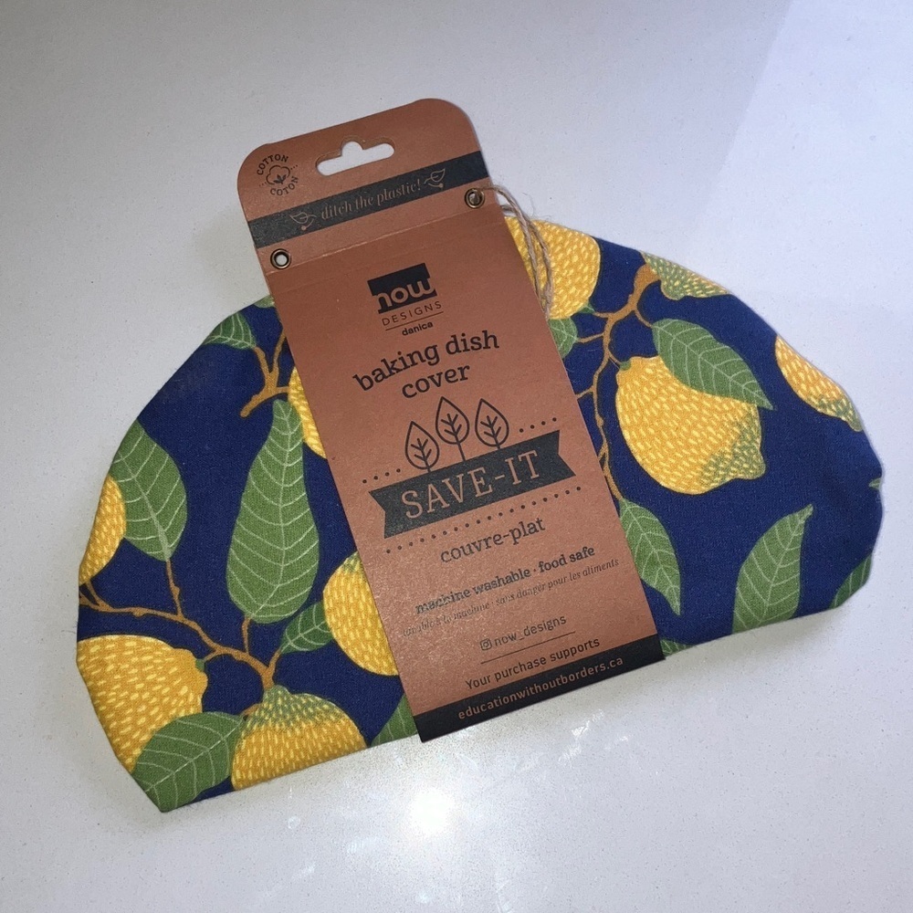 Reusable Baking Dish Cover with lemon vine motif